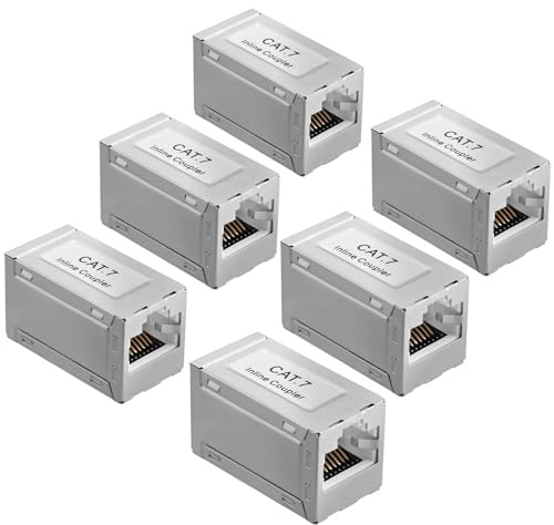 Proster Adaptador RJ45 Hembra a Hembra10Gbps/600MHz 6PCS Conector de Extensión LAN de Alta Velocidad Conector Ethernet para Cat7, Cat6a, Cat6, Cat5e