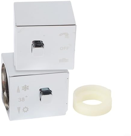 Jonikuper Thermostatic Control Handles Pair, Square Shower Temperature Control Handle Knob - Chrome Water Control Handles, For Shower Mixer Taps