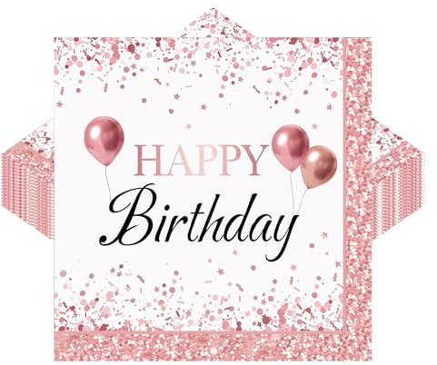 30 Stück Rosegold Geburtstag Servietten,33 * 33CM Rosa Party Servietten,Servietten Kindergeburtstag Deko Jungen Mädchen,für kind,gartenparty