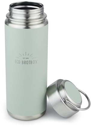 ECO Brotbox - Trinkflasche Edelstahl Spülmaschinenfest - BPA freie und auslaufsichere Wasserflasche - Kohlensäure geeignet- Für Sport, Kinder und Freizeit - Mint Green 0,8L