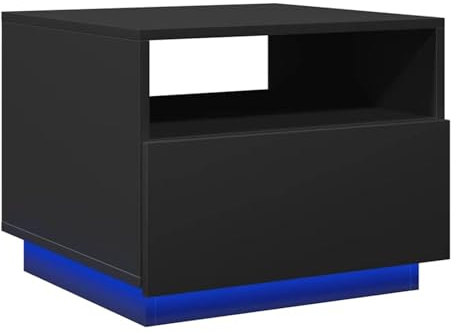 Gecheer Couchtisch mit LED-Leuchten Schwarz 50x49x40 cm, Moderner Sofatisch Beistelltisch Wohnzimmertisch für kleine Wohnungen Schlafzimmer839827