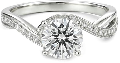 Skcess 18K Weißgold Damen Ringe, Rings Moissanit Def Moissanit Versprechen Ringe Schmuckgeschenke Größe 54 (17.2)