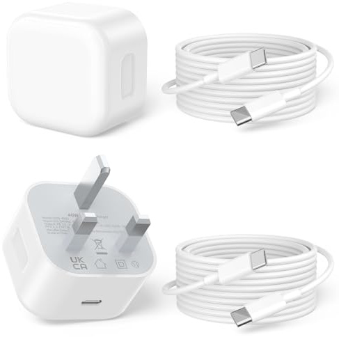 iPhone 17 Charger,40W USB C Fast Charger,USB C Plug with 2M Type C to C Cable,Super Fast Charging UK Wall Phone Power Adapter for iPhone 17 Pro/17 Pro Max/Air/16 15 Pro Max,iPad Pro/Air/Mini -2 Pack
