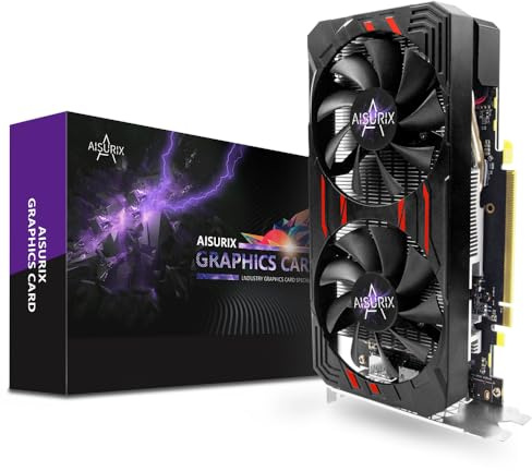 Kelinx AISURIX RX 580 Carte graphique, 2048SP, Real 8 Go, GDDR5, 256 bits, 2XDP, HDMI, PCI Express 3.0 avec arrêt de ventilateur pour ordinateur de bureau, GPU