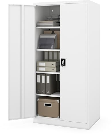 Jan Nowak Aktenschrank Büroschrank Werkstattschrank Metall 185x60x90 cm | Dokumentenschrank, Ordnerschrank, abschließbarer Stahlschrank mit 4 verstellbaren Regalböden für Büro, Werkstatt und Archiv