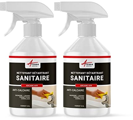 Nettoyant inox wc baignoire salle de bain sdb enlever calcaire sanitaire carrelage cabine douche - 1 L (2 x 0.5 L) - ARCANE INDUSTRIES