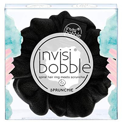 Invisibobble Sprunchie chouchou noir cheveux True Black I Chouchou cheveux femme et homme en velours avec un elastique en spirale à l'interieur I Fort