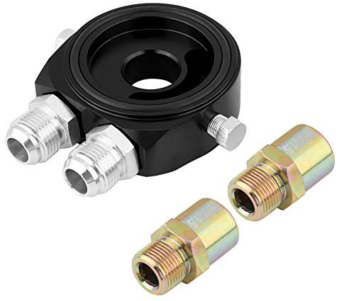 Aramox Adattatore Sandwich Filtro Olio M20 x 1,5, Piastra Radiatore in Alluminio 1/8 NPT, Nero