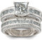 Jeulia Damen Sterling Silber Ringe Set Prinzess-Schliff 4-Prong Diamant Ringe Set Schmuck für Braut Hochzeit Band Verlobungsring Trauring Ehering (Sterling Silber, 53 (16.9))