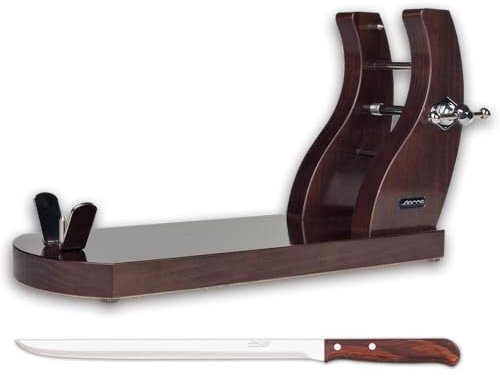 Arcos Accesorios - Pack Soporte Jamonero + Cuchillo Jamonero + Funda Jamon - Color Marrón
