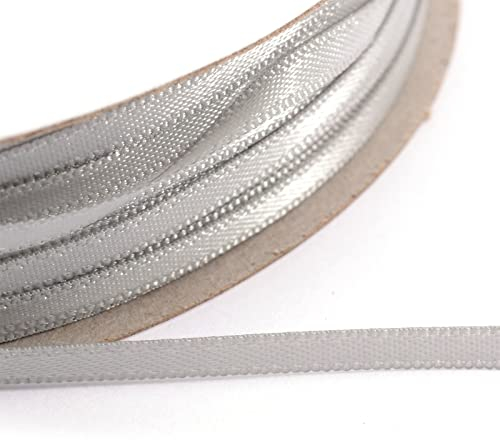 Vaessen Creative Satinband 3mmx100m Silber, Schleifenband, Dekoband, Bänder zum Basteln, Stoffbänder für Hochzeit, Taufe Und Geburtstagsgeschenke