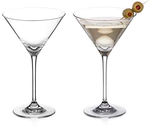 DIAMANTE Martini Prosecco Cocktail Glasses Pair - ‘Auris’ Collection Undecorated Crystal – Gift Box of 2