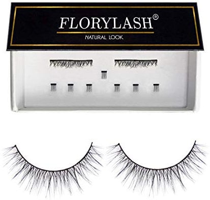 FLORYLASH® | Natural Look - Cils magnétiques 3 aimants Naturel Magnetic Fake Lashes sans eye-liner 3D Volume Set (taille S (25 mm de large))