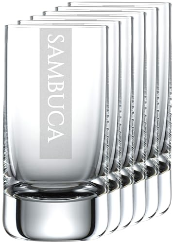 Miriquidi Sambucagläser 12er Set Serie COOLGLAS SAMBUCA | 5cl Schott Glas | Spülmaschinenfest durch Lasergravur| Gläser für Sambuca CoolGlas 12 Stück