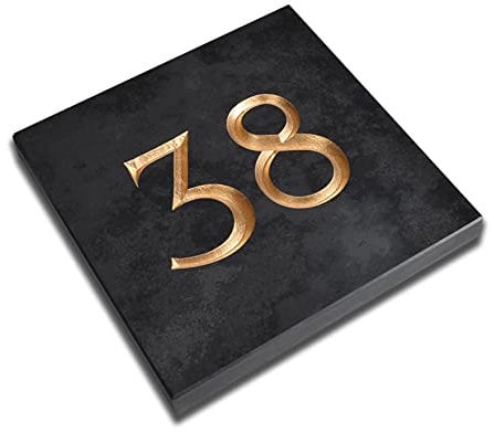 Premium Charcoal Grey Slate House Number, Numbers 1-999, 180mm x 180mm