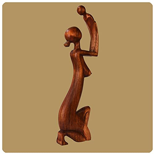 Simandra Art Deco Skulptur Abstrakte Holzfigur Zärtlichkeit Höhe 60 cm Braun
