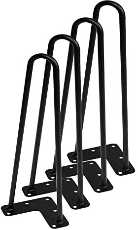 4pcs Pieds de Table 40CM, Pied de Deux Colonnes en Epingle à Cheveux, Pied Metal Table Basse pour Meuble TV, Chevet, Jambes en Meuble de Bricolage