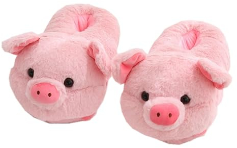 LANFRE Pantofole di squalo rosa maiale Pantofole da uomo e da donna, ciabattine per animali, pantofole calde (PIG, 35)