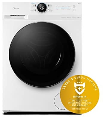 Midea MF20EW90WB Freestanding Washing Machine, BLDC Motor, Bright LED Display Lunar Dial, Steam, Allergy Care, Half-Load, Add Garment, Delay Start, Child Lock, App Control, 9 kg White