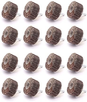 Yuhtech 16 Pcs Lamellenschleifer 50mm x 25mm x 6mm Fächerschleifer 2x 1 x 1/4 Schleifköpfe Körnung 80 für Entrosten, Entgraten, Schleifen Polieren