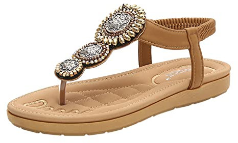 Woaikeyu Sandales Mode Confortable Pour Femme Bohemian Beach perles chaussures dames sandales femmes bande élastique casual cordes sandales pour femmes 80
