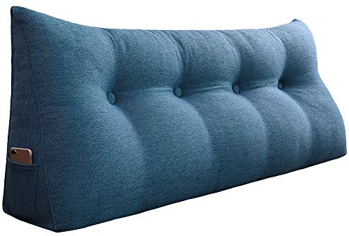 Rucener Kopfteil Kopfkissen Hohen Rückenlehne Kissen Hohen Rückenlehne Kissen für Bett Perfekt AlsKissen Zum Fernsehen und Lesen Gibt Es in Vielen Größen Blau 140 cm
