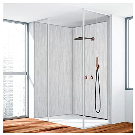 Duschrückwand, Badrückwand, Duschverkleidung, Wandverkleidung aus 3 mm Alu-Verbundplatte, Aluverbund Silber Gebürstet 001 100x240cm