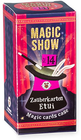 TRENDHAUS 957764 Magic Show Nr. 14 [ Zauberkarten Etui ], Verblüffende Zaubertricks für Kinder ab 6 Jahren, Inkl. Online-Videos, Trick Nr.14, Rot