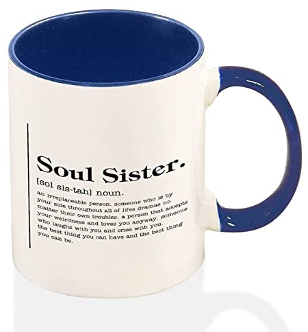 Soul Sister Definition Coffee Mug - Funny Soul Sister Mug - Soul Sister Definition Two Tone Blue Mug - Soul Sister Mug Novelty Cup 11 Oz