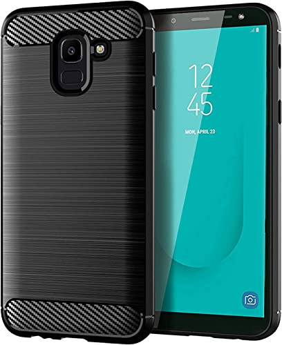LFstore-IT COVER CARBON LOOK compatibile con SAMSUNG GALAXY J6 2018 - CUSTODIA SILICONE NERO