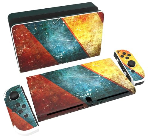 PlayVital Skin Sticker für Nintendo Switch OLED,Skin Aufkleber Sticker Decal Folie Abziehbild Faceplates Klebefolie für Switch OLED Konsole&Joy Con&Dock&Grip(Aging)