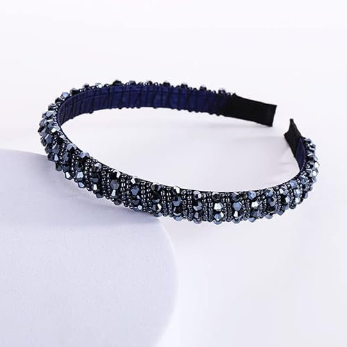 Haarreif für Damen mit Kristallperlen Stirnband Haarschmuck Haarreifen Dunkelblau