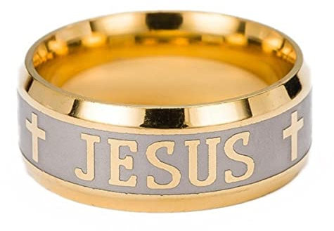 YAHOYA 8mm Edelstahl religiöser Jesus Kreuz Ring Russisch Gott Save Us Band Ringe für Männer Frauen Christlicher Schmuck Anillos
