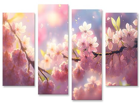 islandburner Cuadro sobre lienzo flores de Sakura flor de cerezo rosa rama de primavera pétalos delicados Th marco cartel de pared cuadros