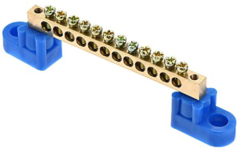 Rebower Morsettiera 12 Posizioni Terra Vite Connettore [per Elettrico Scatola Controllo Confezione] - M4/Ottone Blu