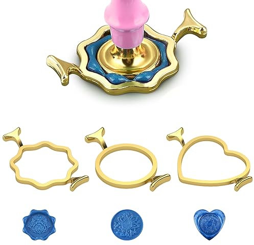 Jortmrd 3 Stück Metall Wachs Siegel Formen Wachssiegel Stempel Ringe Set für 3 mm Siegelstempel Hochzeit Einladungen Umschläge Karten Geschenke Wein Verpackung (Rund, Blumenform, Achtzackiger Stern)