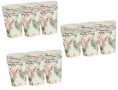 Healeved 54 Stk Flamingo-kuchen Wai Hawaiianische Luau-partybecher Pappbecher Für Hawaiianer Hawaiianische Partybecher Poolparty-pappbecher Urwald Bankett Mundspülbecher Papier