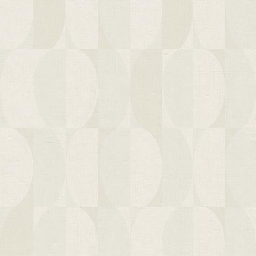 Papier peint intissé Wilger 1005 x 52cm Blanc cassé | Revêtement Mural, Tapisserie | Ambiance Facile à poser et à enlever