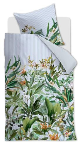 Beddinghouse Mako-Satin-Bettwäsche-Garnitur Cadence Farbe Blau Grün Größe 135 x 200 cm + 1x 80 x 80 cm