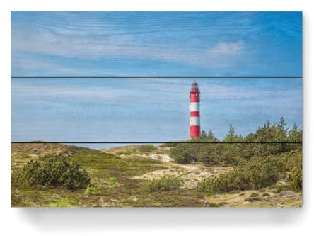 artboxONE Holzbild 45x30 cm Natur Wittdüner Leuchtturm von Künstler Rico Ködder