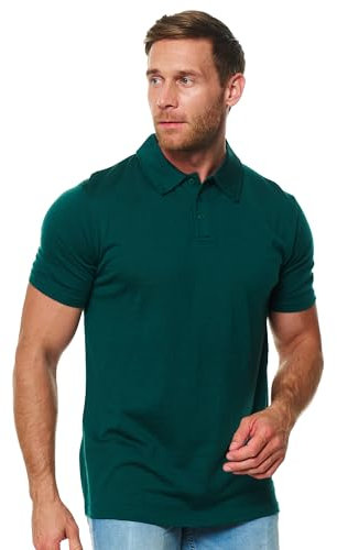 100% Merino Poloshirt Herren - Outdoor Atmungsaktiv Merino Shirt Herren Kurzarm Polo und Langarm Polo Regular Fit (Forest Green Polo, Medium)