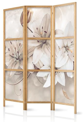 murando - Paravent Intérieur Japonais 135x172 cm - Séparateur de Pièce en Bois Naturel et Toile Imprimée - Cloison de Séparation pour Chambre - Paravent Oriental Portable et Pliable b-A-0285-bh-b