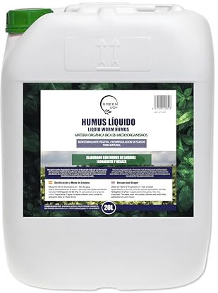 GREENGOF Humus Líquido de Lombriz Premium 20L. Enriquecido con Leonardita y Melaza. Fertilizante Rico en Microorganismos. Acelera el crecimiento de las Plantas. Aumenta tamaño y cantidad de Frutos.