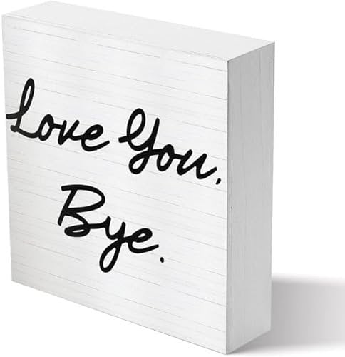 PELABE Entryway Table Decor, Wood Sign, 5x5 Inch, Vintage Distressed Finish, Love You Bye