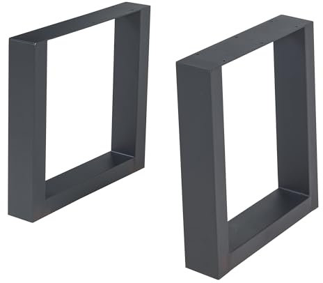 [en.casa] Lot de 2 Pieds de Table pour Tables Basses Bancs DIY Set de 2 Supports Stables pour Bricolage de Meubles Design Uniques Style Industriel Acier Laqué 40 x 43 cm Noir