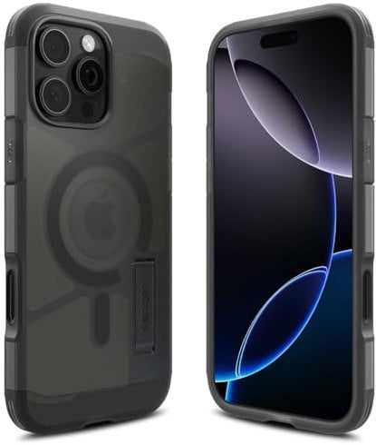 Spigen Tough Armor T (AI) MagFit Hülle für iPhone 16 Pro, Kompatibel mit MagSafe Zubehör -Frost Black