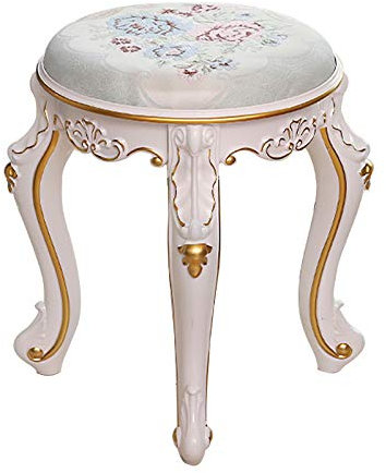 Moderner Schminkhocker mit wasserdichter gepolsterter Sitzfläche für Schminktisch, Fußhocker oder Schminkstuhl, quadratischer Stoffsitz mit Barock-Design, Tragkraft 175 kg