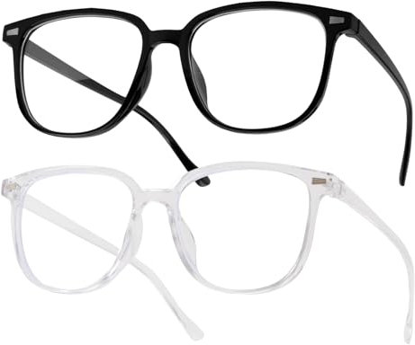 Blaulichtfilter Brillen für Damen und Herren, Blaulicht Blockierende Gaming Brille, Augenoptik Lesehilfen, Unisex Schutzbrille gegen Müdigkeit & Augenbelastung, Blue Light Glasses,2er Set Schwarz/Weiß