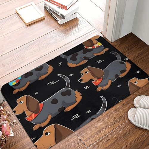 I Love My Dog Dachshunds Door Mat Indoor Outdoor Doormat Non-Slip Entryway Mat Absorbent Mud Trapper Mats Heavy Duty Welcome Mat Washable Flannel Bath Mat Small Carpet 16 X 24 in