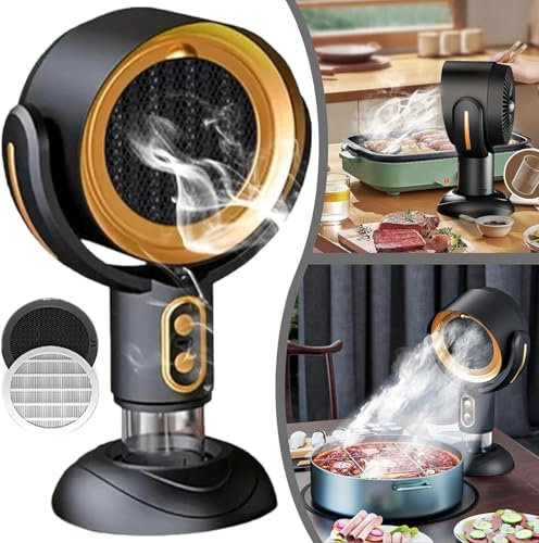 Portable Smoke Fan for Smoking Indoors, Puff Chill Fan for Smoking, The High Fan for Weed & Cooking, Smoke Away Purifier Fan, Smokeless Air Purifier & Ashtray Eliminator,Gold